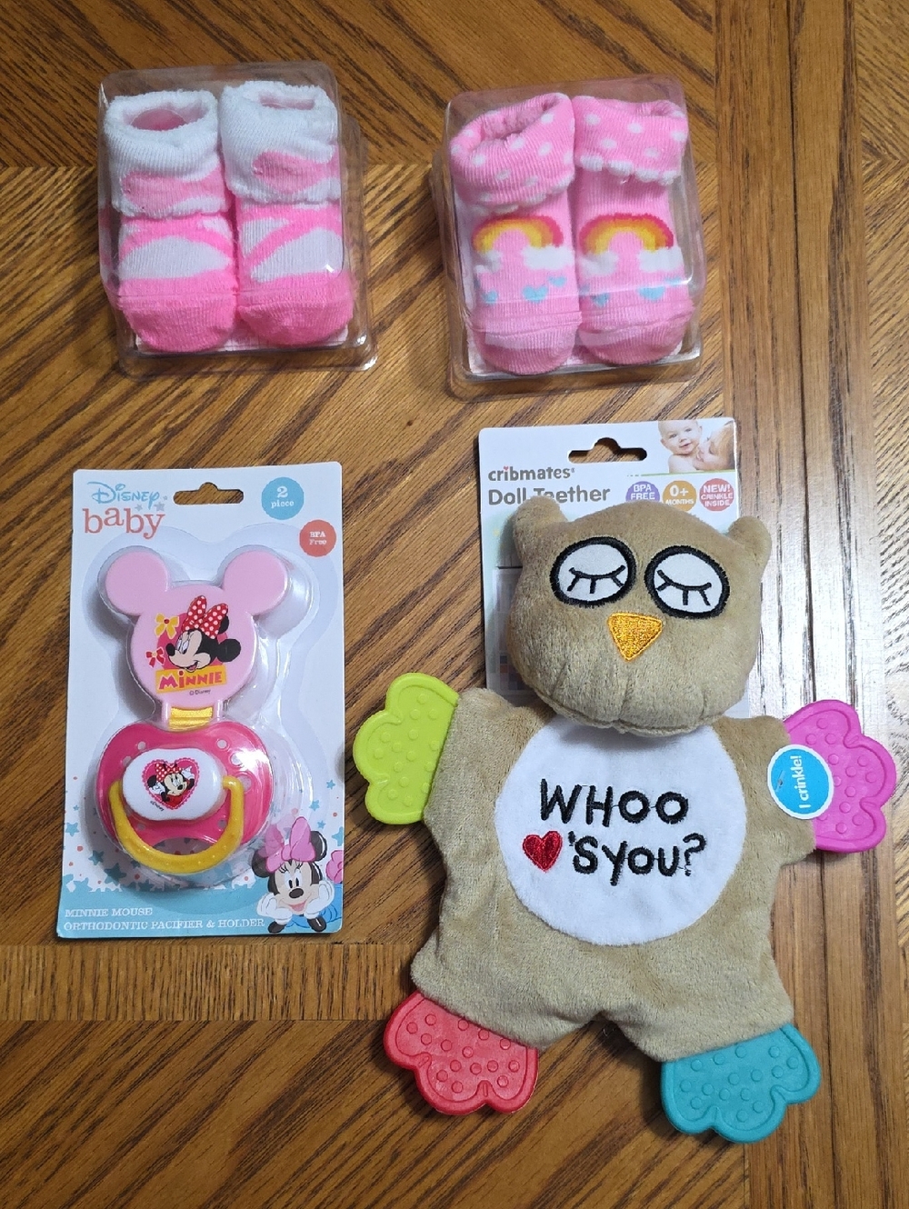 Disney Baby Minnie Pink Pacifier and Cribmates Owl Teether Set - Pink